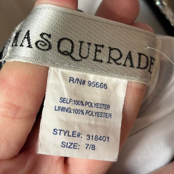 Masquerade Black & White Embroidered Halter Corset-Back Gown Sz 7/8 - Picture 7 of 8